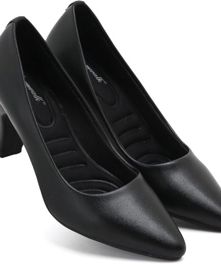 Women Black Closed Toe Elegant Office Wear Heels