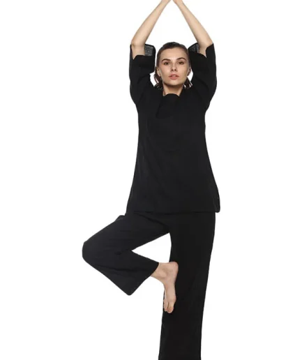 Women Grey Blue Yoga Workout Wear Set