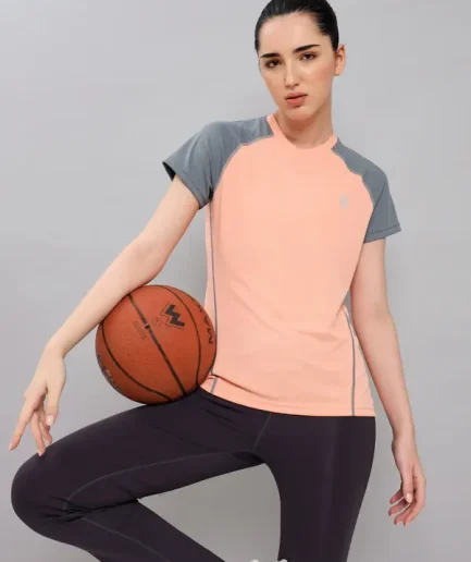 Women Peach Dry Fit Sports Training TShirt