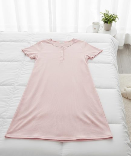 Women Light Pink Soft Comfortable Relaxed Fit Sleepwear Dress