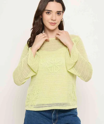 Butter Yellow Lace Fabric Top