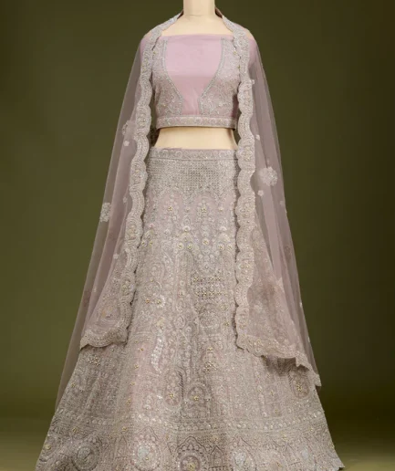 Light Lavender Cording Net Readymade Lehenga