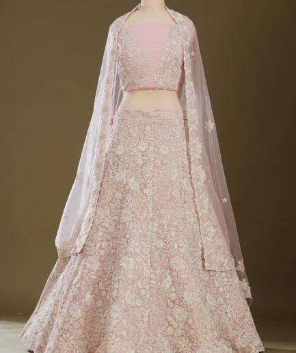 Pink Sequins Net Readymade Lehenga