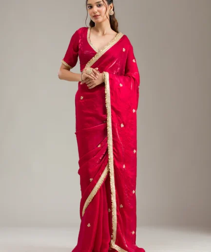 Maroon Zariwork Tissue Saree