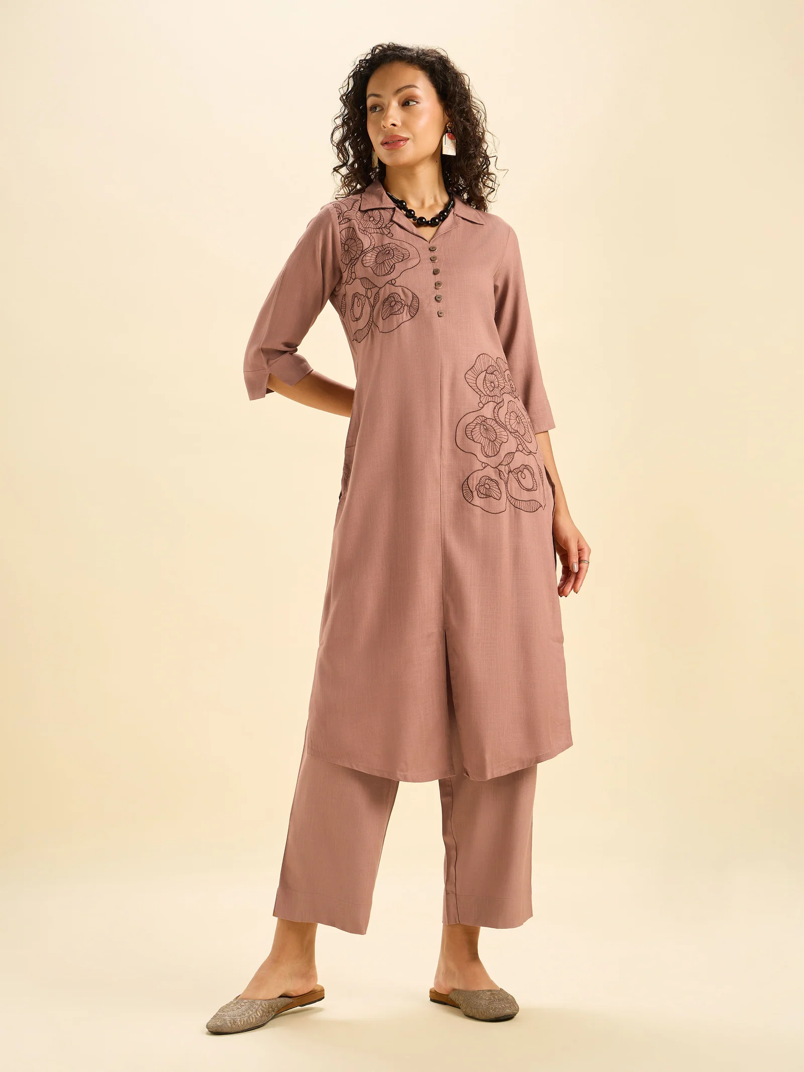 light-brown-colour-viscose--plain-slited-kurti-with--embroidery-1