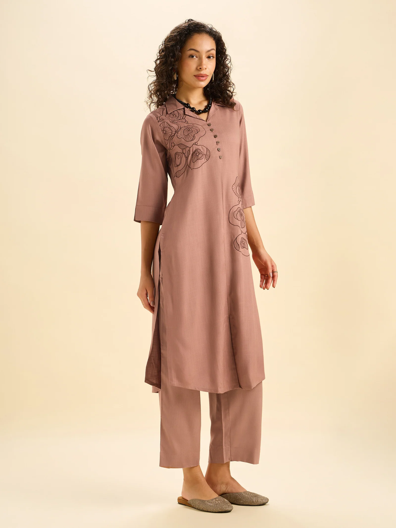 light-brown-colour-viscose--plain-slited-kurti-with--embroidery-5