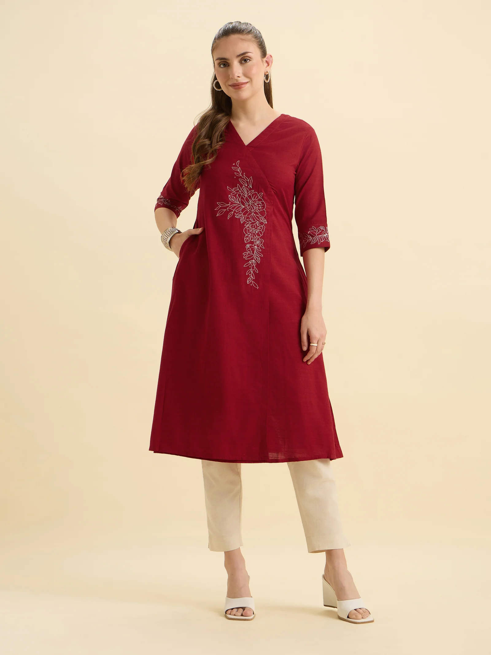 red-cotton-viscose--angrakha-kurti--with-sequence-embroidery-1