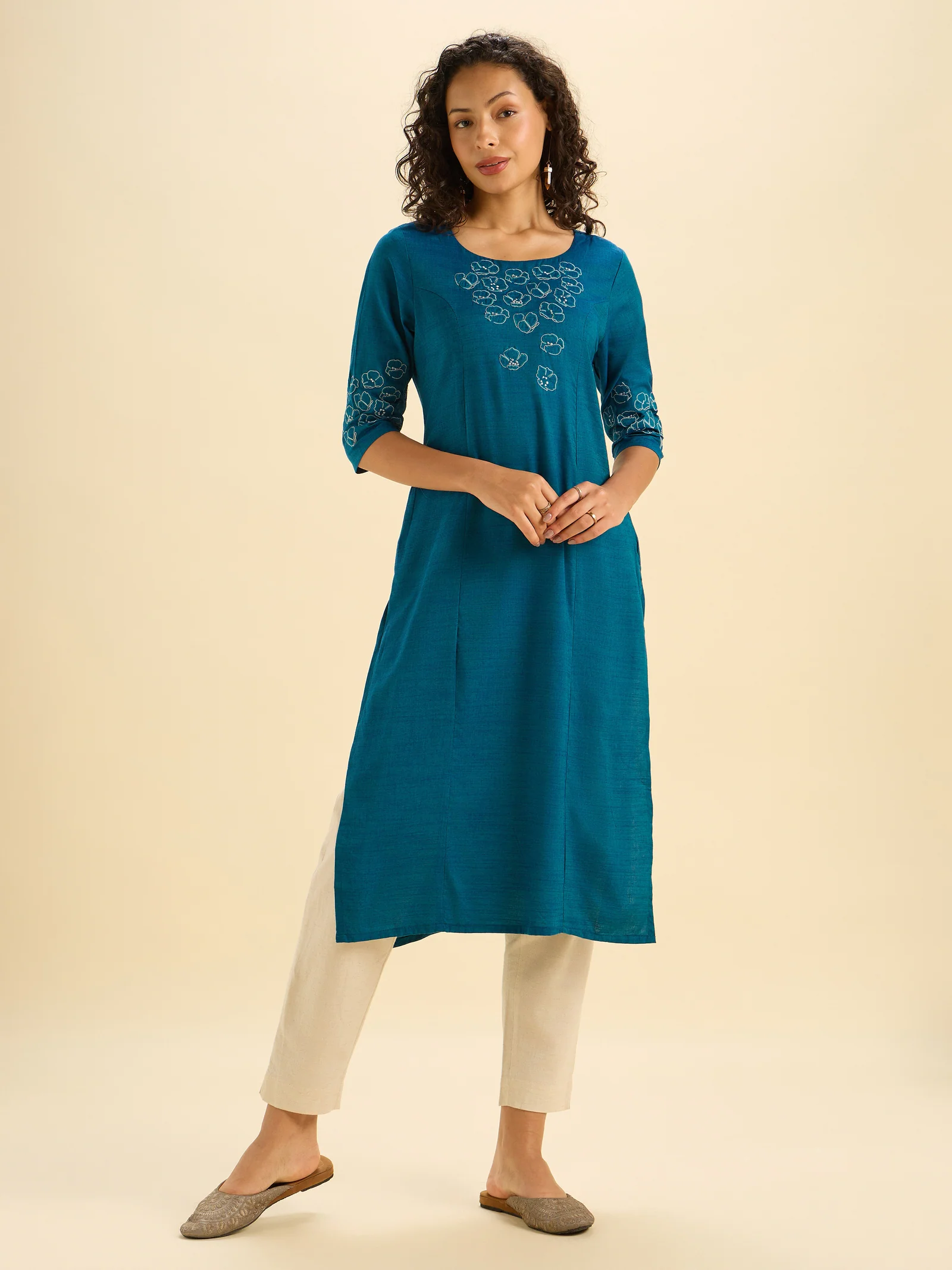 teal-blue-cotton-viscose-kurti-with-embroidery-1